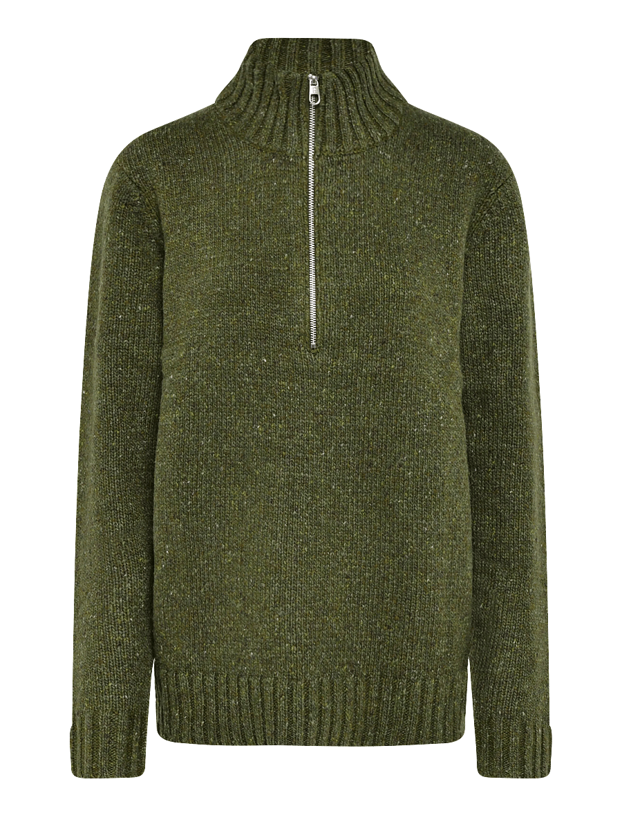 Revolution - Half-zip Knit - poolpika lukuga džemprid - army - 0