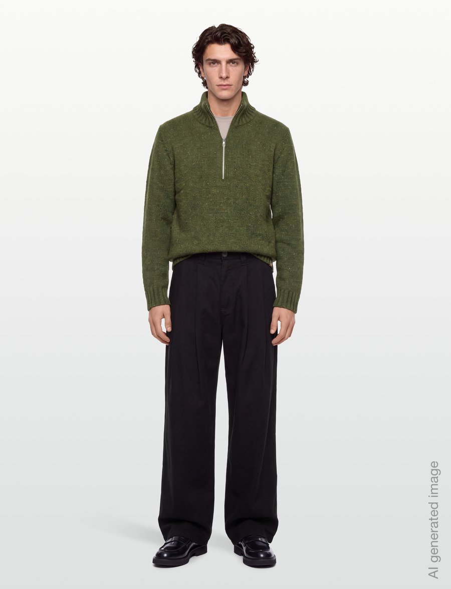 Revolution - Half-zip Knit - pullover mit halbem reißverschluss - army - 0