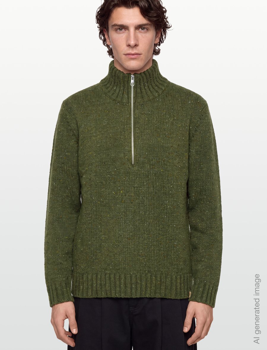 Revolution - Half-zip Knit - pullover mit halbem reißverschluss - army - 3