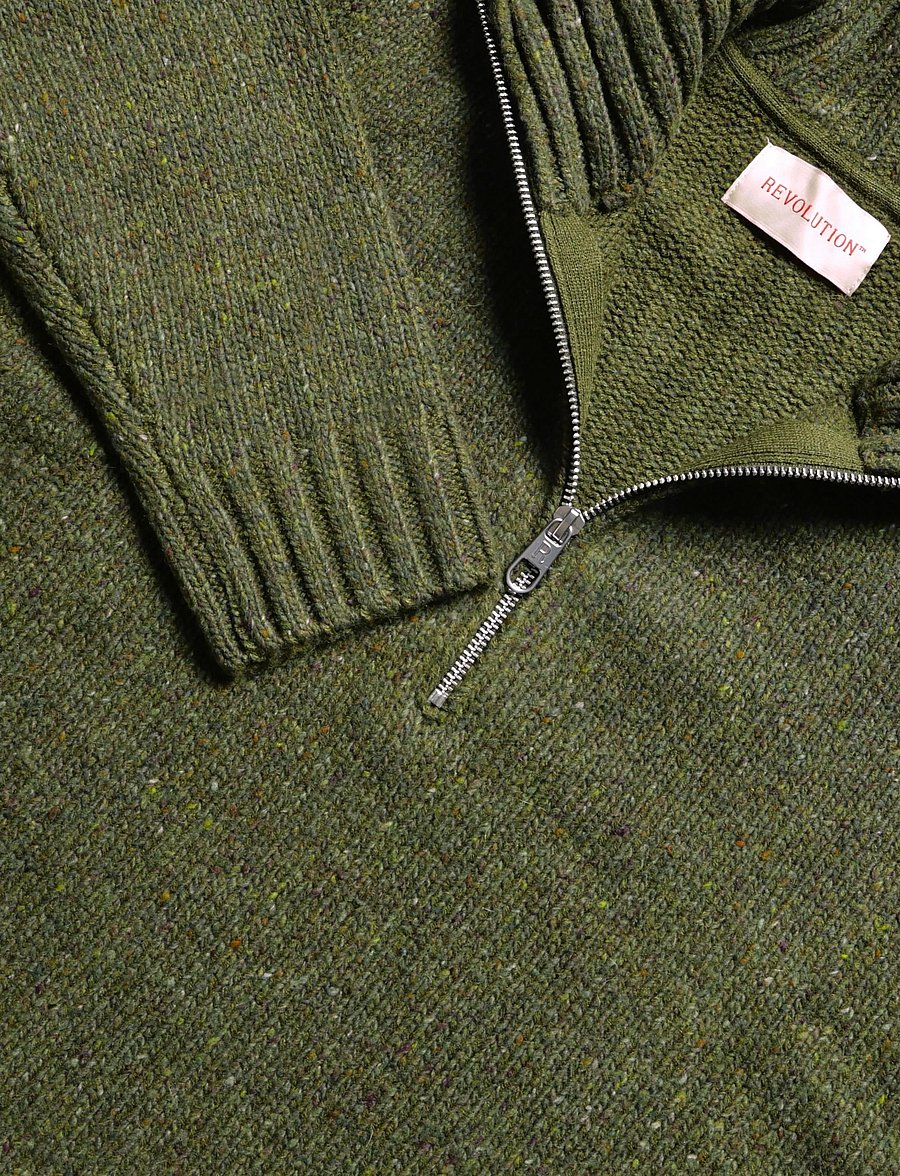 Revolution - Half-zip Knit - poolpika lukuga džemprid - army - 2