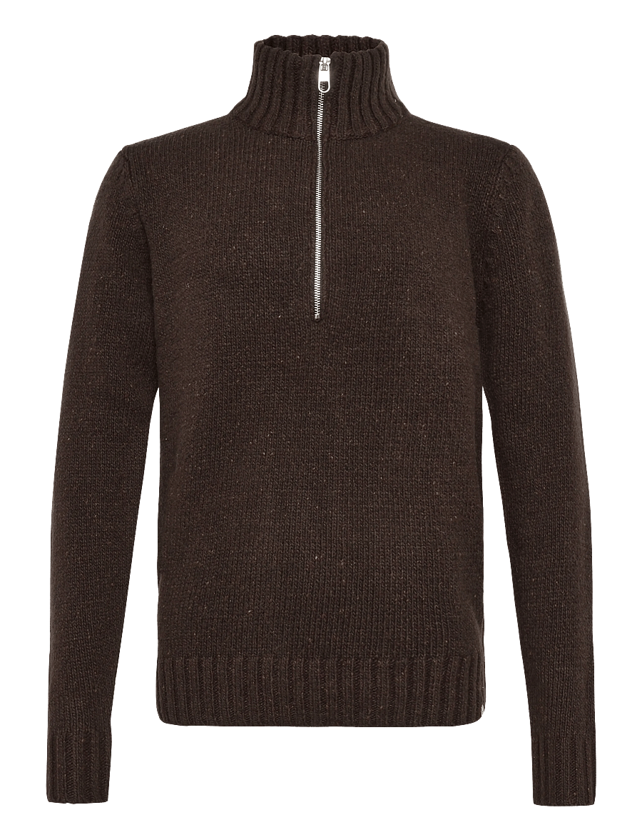 Revolution - Half-zip Knit - half zip-tröjor - darkbrown - 0