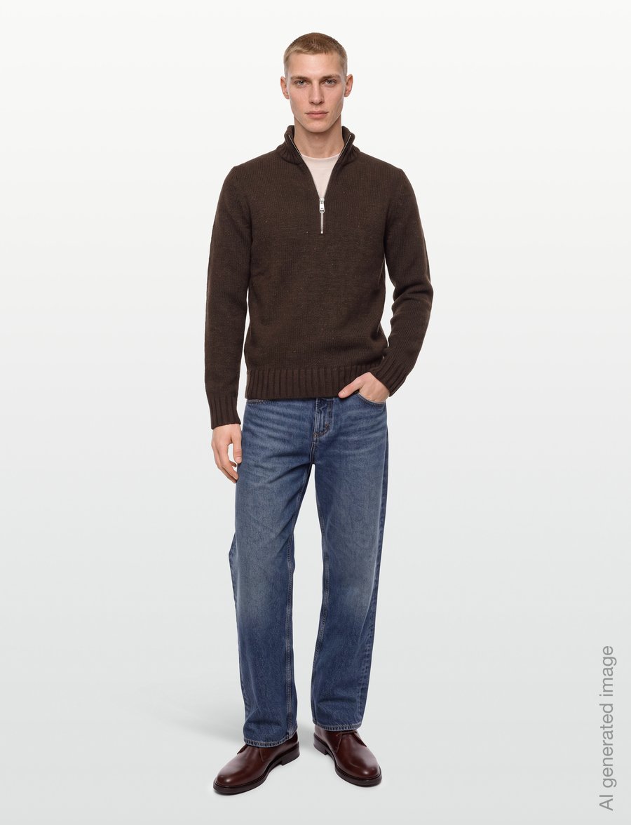 Revolution - Half-zip Knit - half zip-tröjor - darkbrown - 0