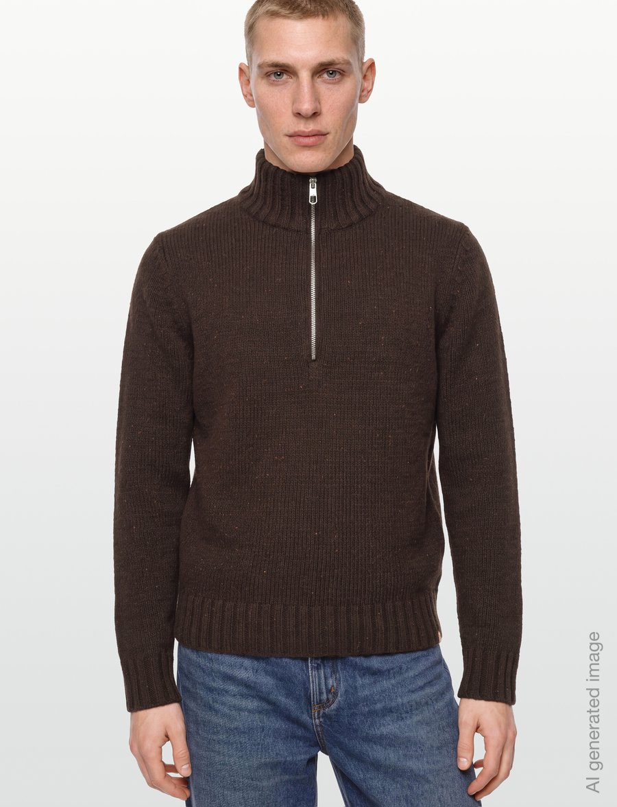 Revolution - Half-zip Knit - half zip-tröjor - darkbrown - 3