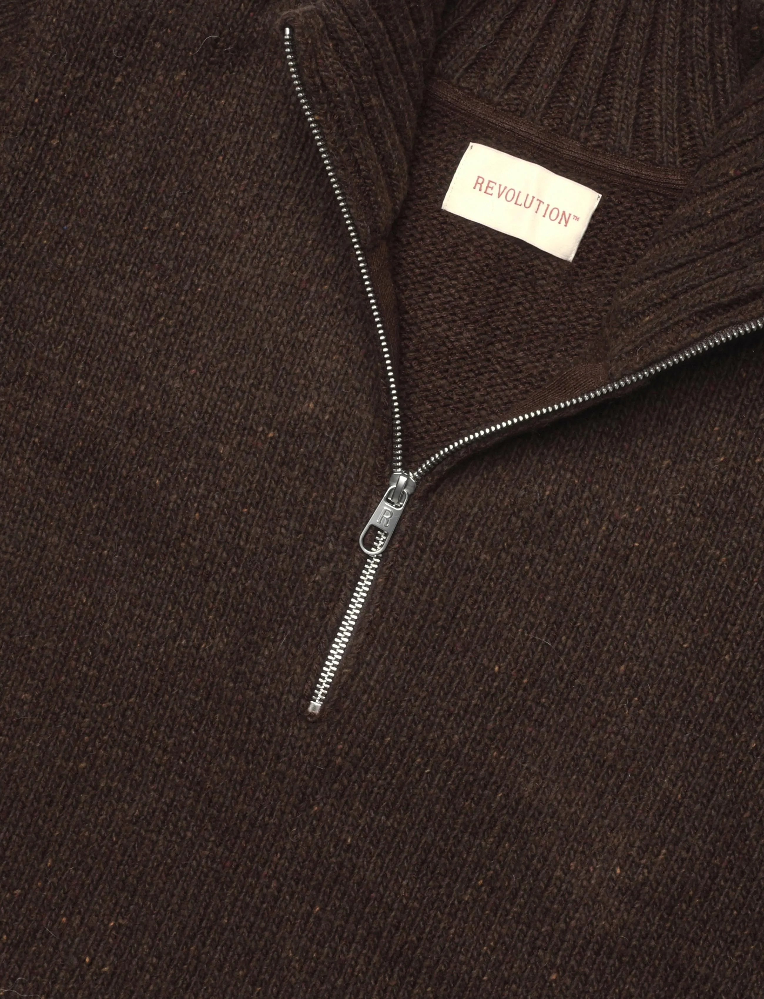 Revolution - Half-zip Knit - half zip-tröjor - darkbrown - 2