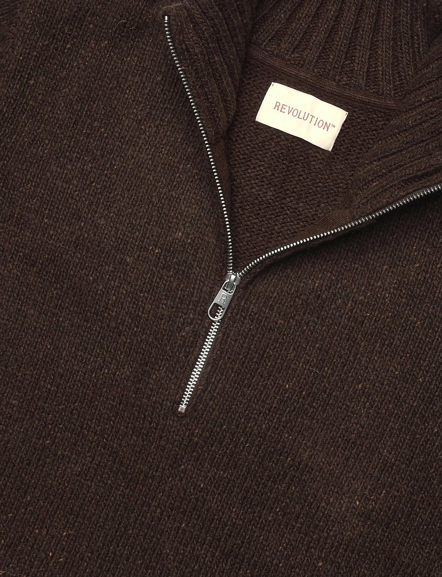 Revolution - Half-zip Knit - half zip-tröjor - darkbrown - 2