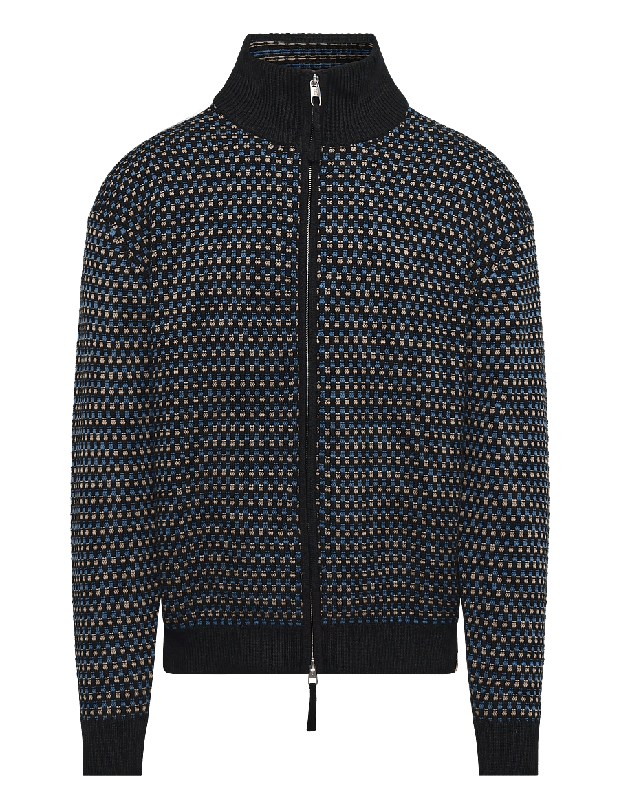Revolution - Zipped Knit Cardigan - cardigans - blue - 0