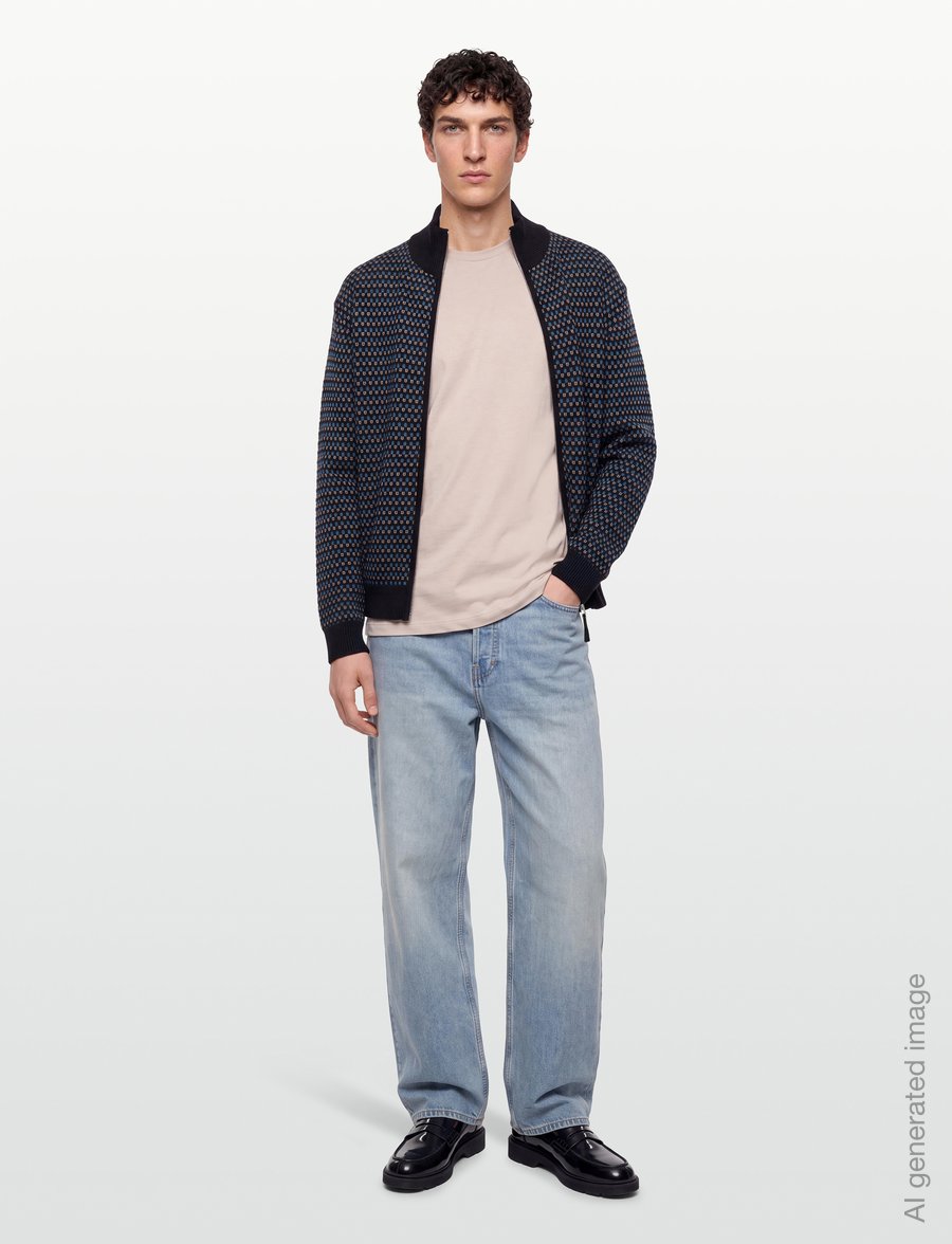 Revolution - Zipped Knit Cardigan - koftor - blue - 0