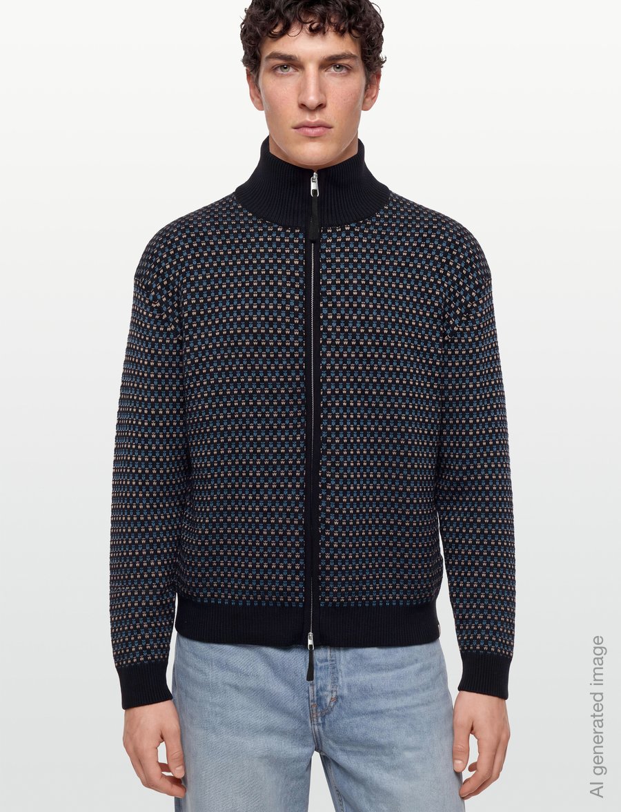 Revolution - Zipped Knit Cardigan - koftor - blue - 3