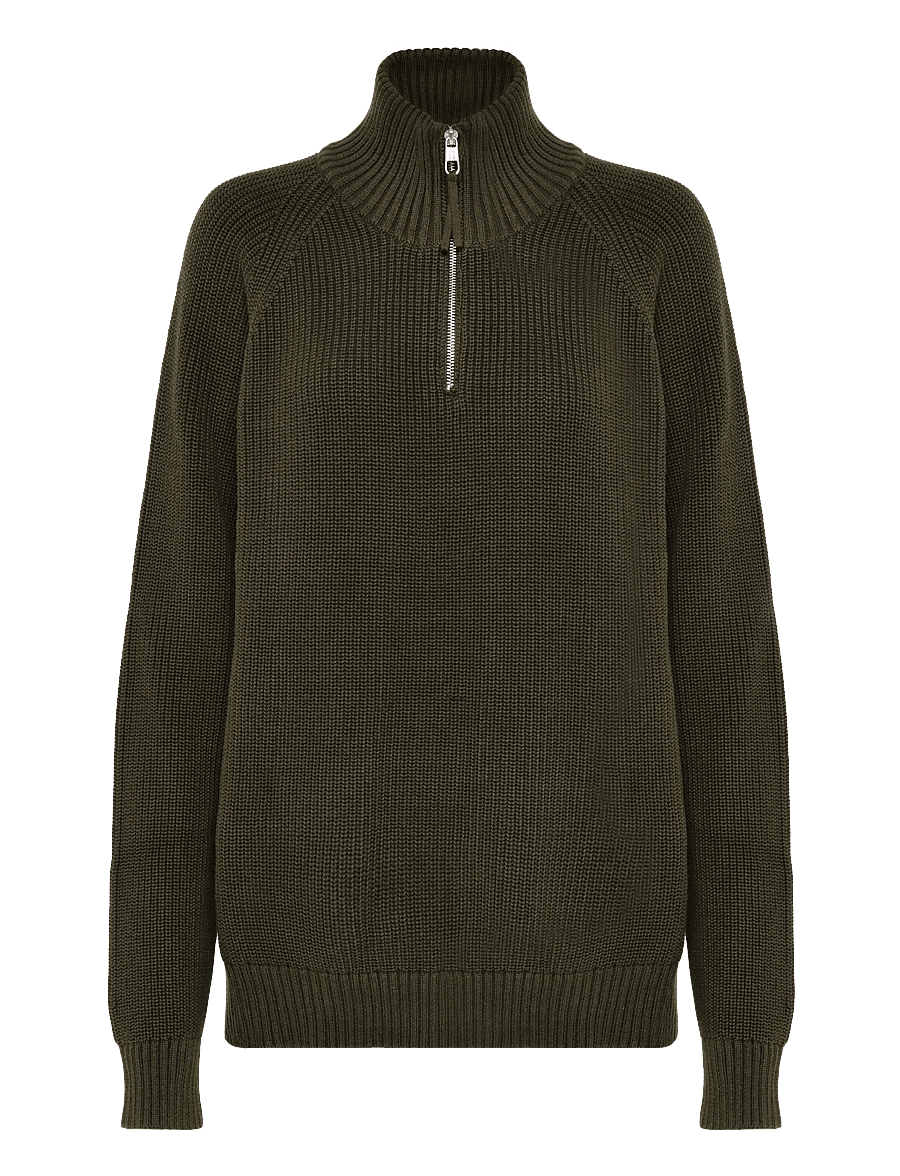 Revolution - Half-zip Knit - pullover mit halbem reißverschluss - army - 0