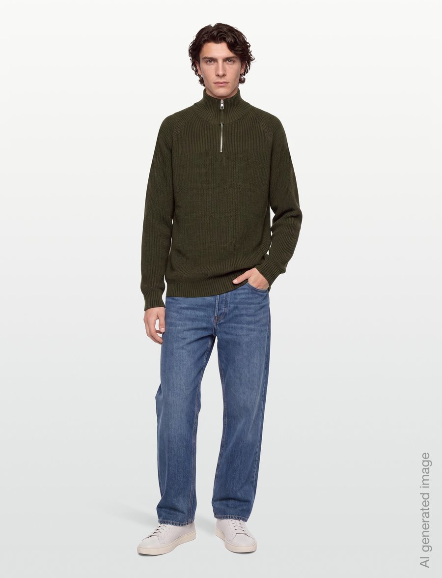 Revolution - Half-zip Knit - half zip-tröjor - army - 0