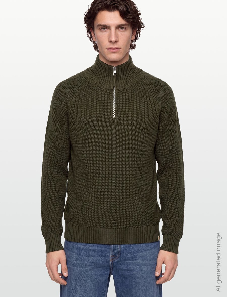 Revolution - Half-zip Knit - half zip-tröjor - army - 3