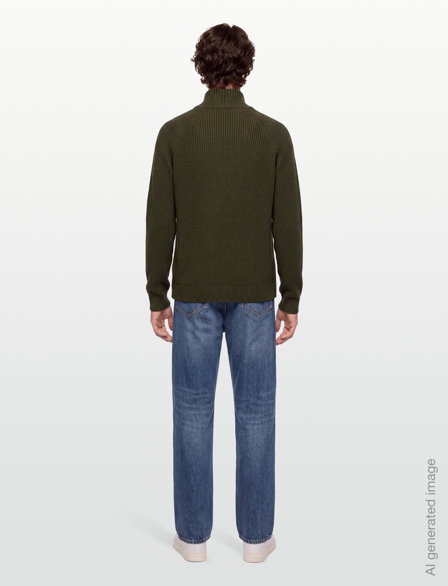 Revolution - Half-zip Knit - half zip-tröjor - army - 4
