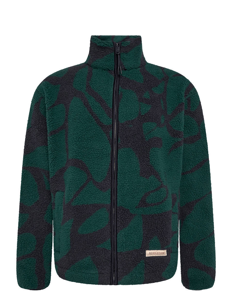 Revolution - Printed Teddy Jacket - darkgreen - 0