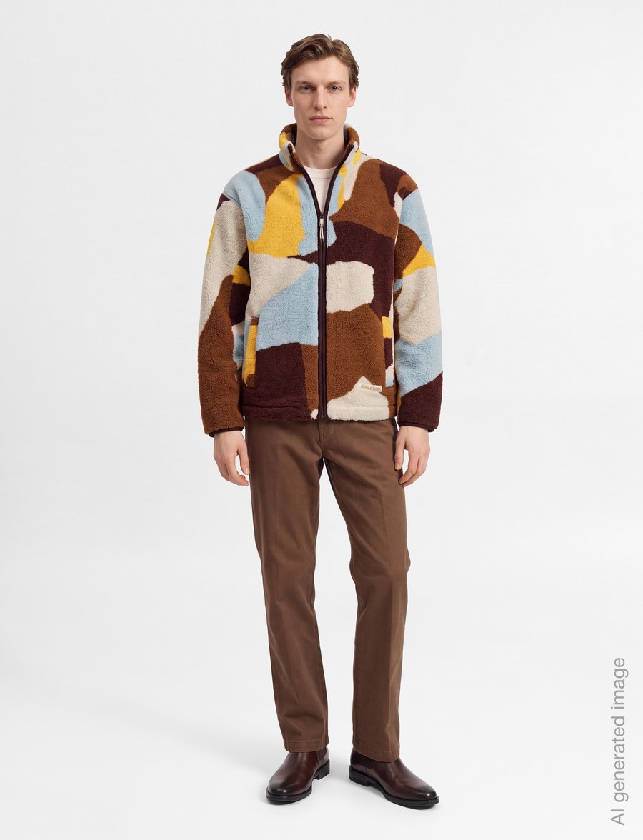 Revolution - Printed Teddy Jacket - teddy-pusad - brown - 0