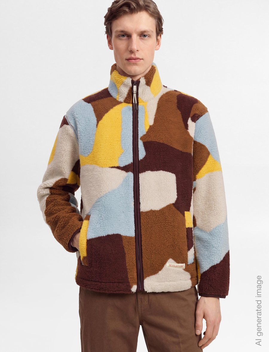 Revolution - Printed Teddy Jacket - teddy-pusad - brown - 3