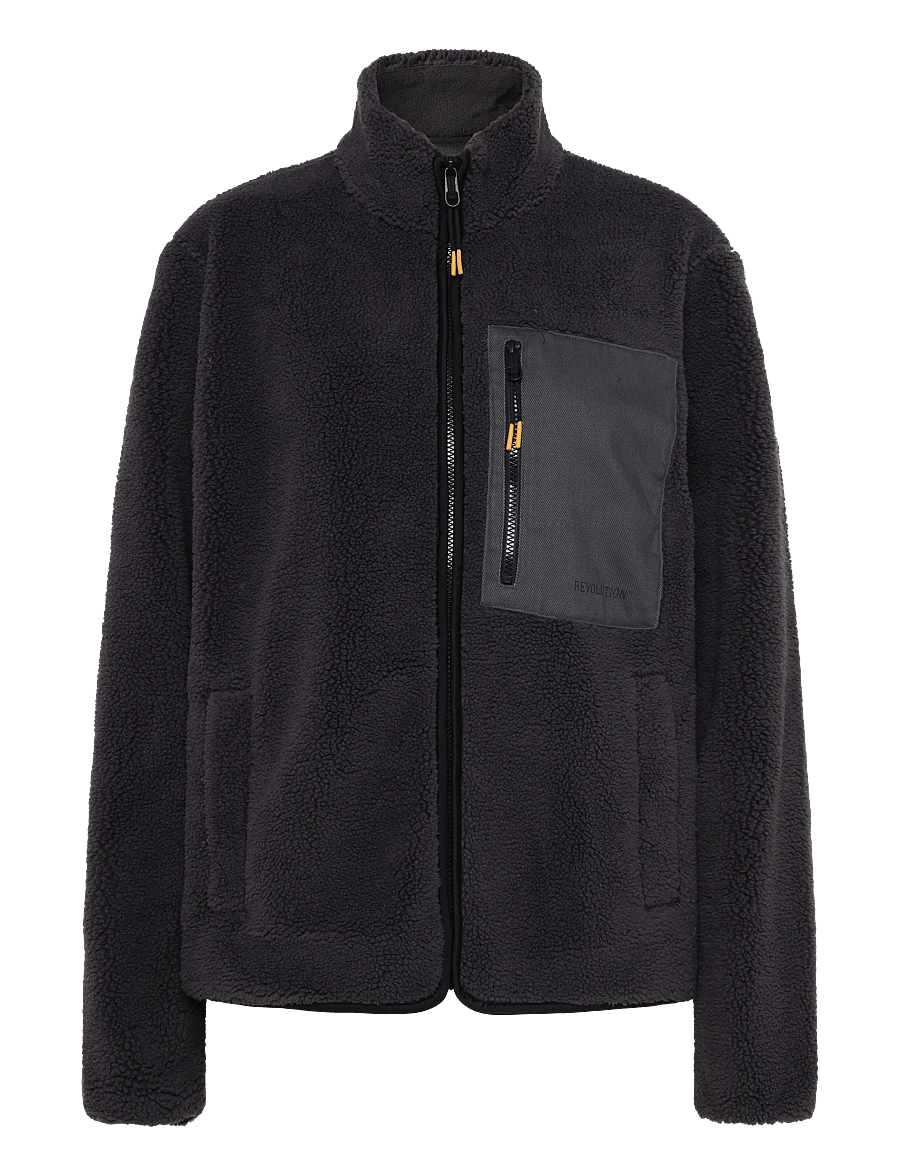 Revolution - Pocket Teddy Jacket - fall jackets - darkgrey - 0