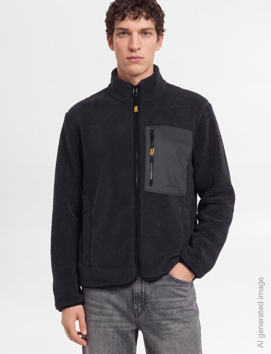 Revolution - Pocket Teddy Jacket - fleece-pullover - darkgrey - 3