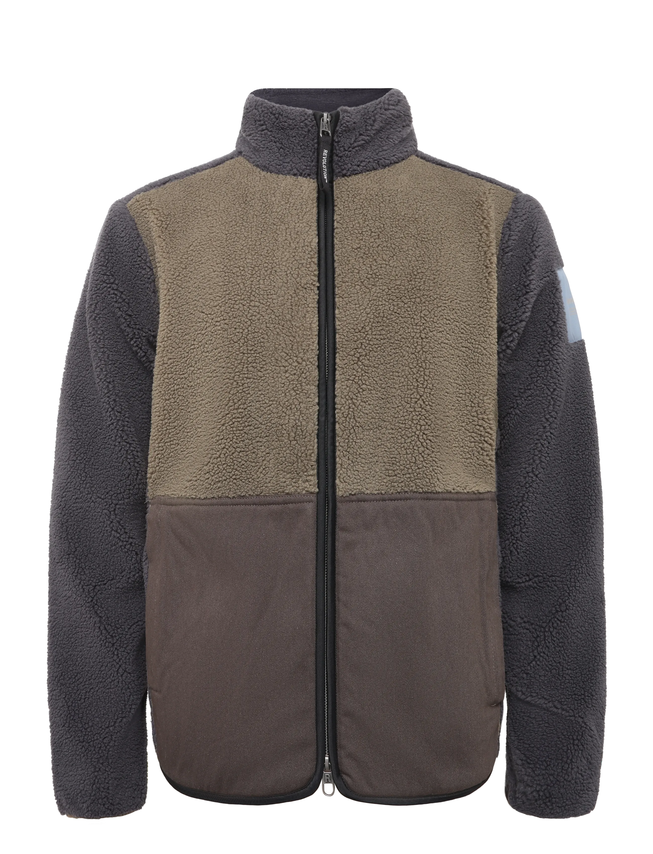 Revolution Blocked Teddy Jacket - Hybrid-Jacken - DARKGREY / grey
