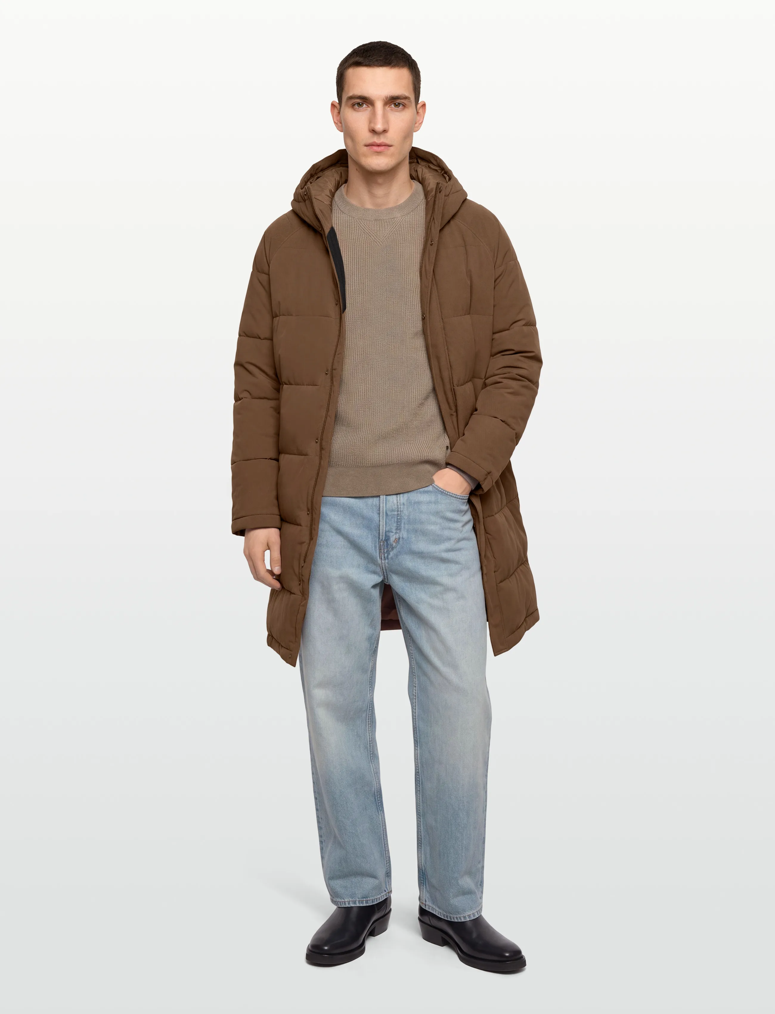 Revolution Long Puffer Jacket, M, Jackets, Braun - Padded Männerswear