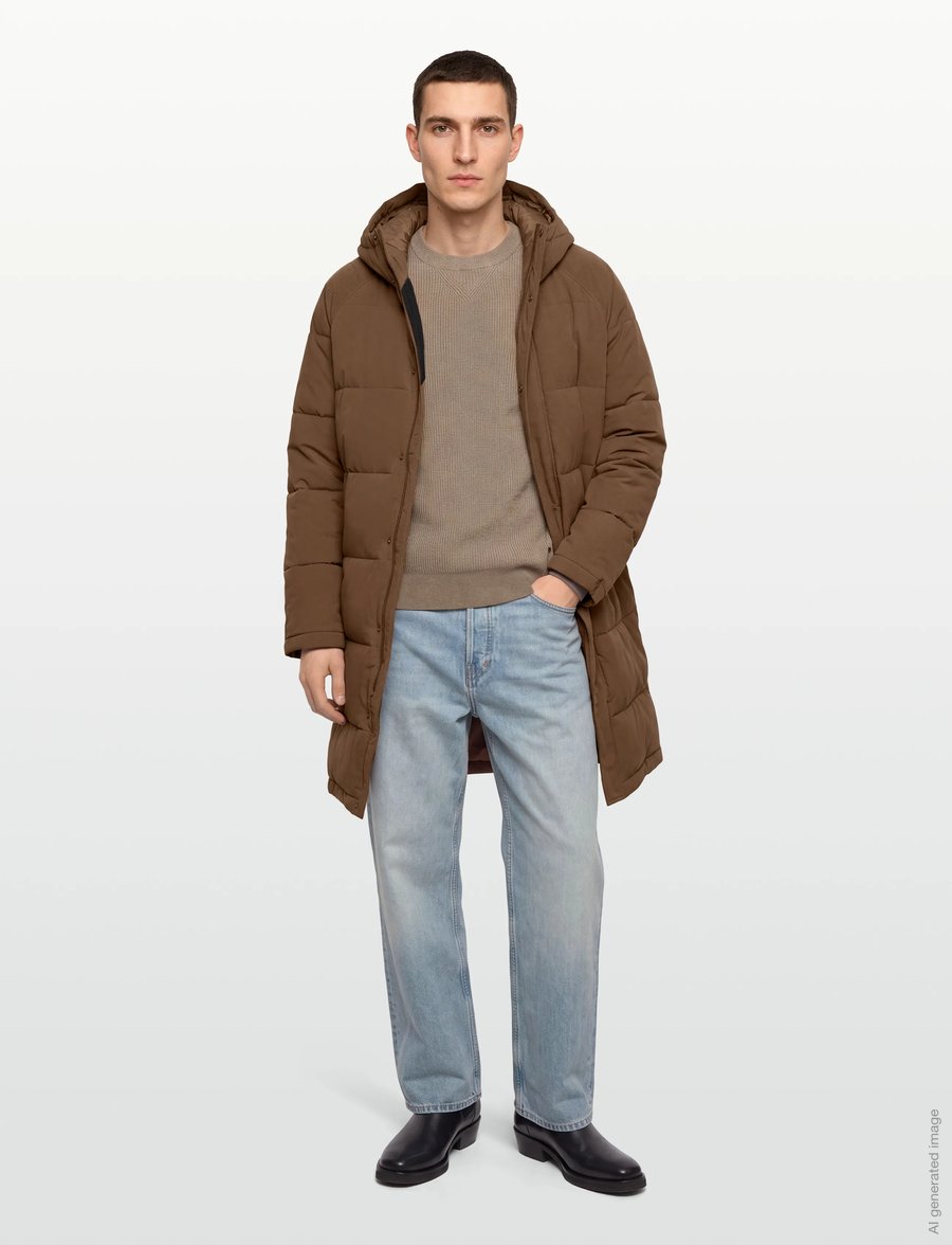 Revolution - Long Puffer Jacket - daunenjacken - brown - 0