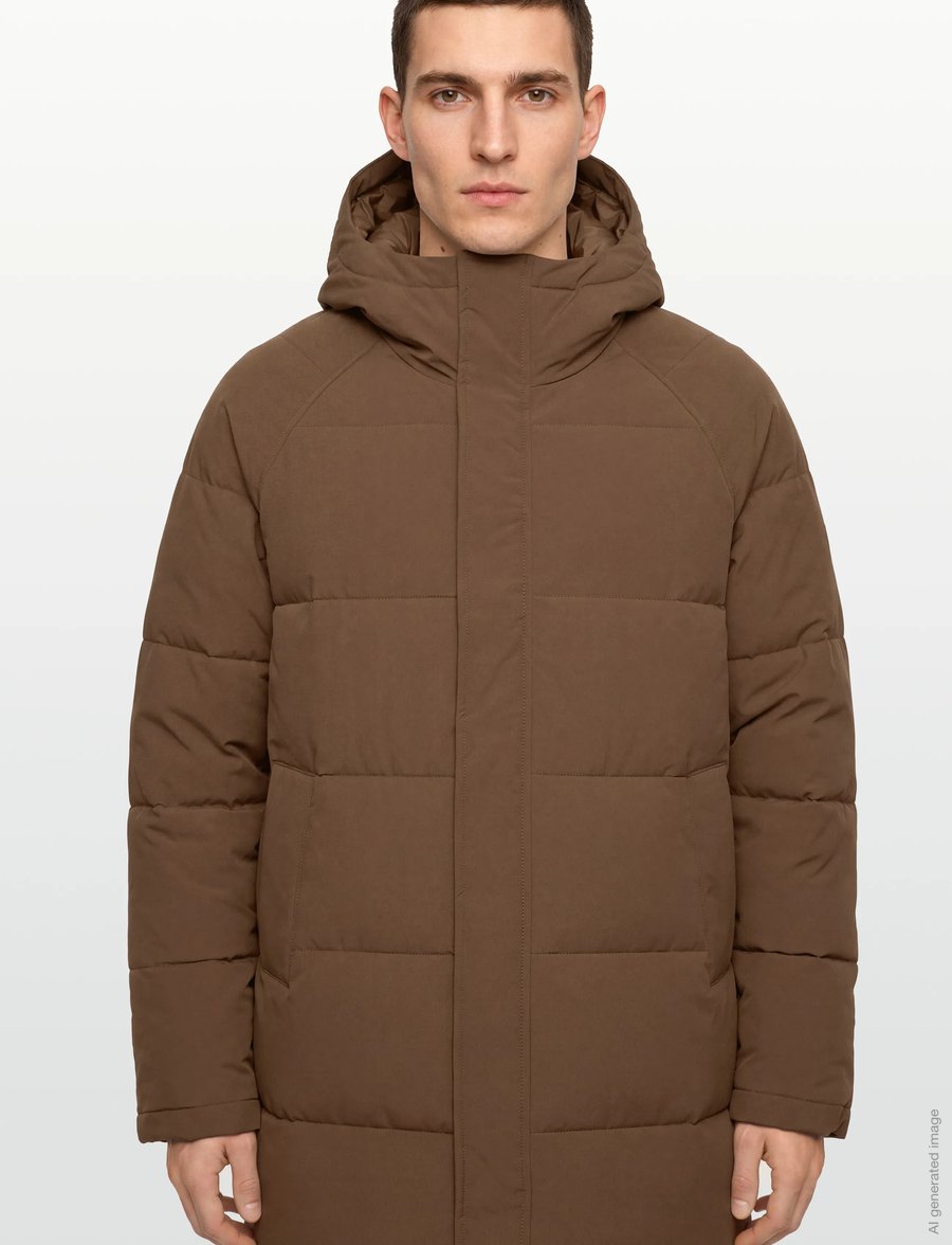 Revolution - Long Puffer Jacket - daunenjacken - brown - 3
