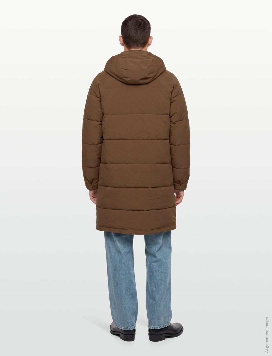 Revolution - Long Puffer Jacket - daunenjacken - brown - 4