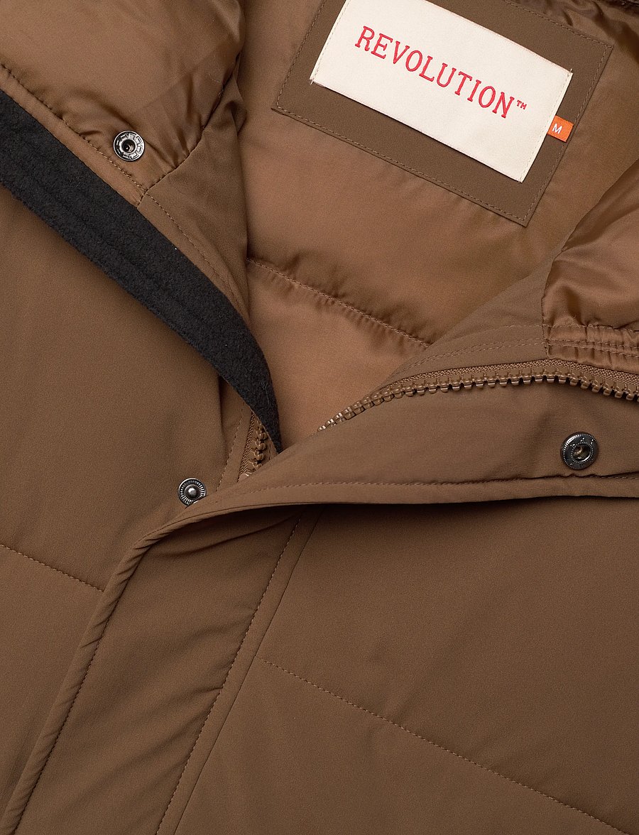 Revolution - Long Puffer Jacket - voodriga joped - brown - 2