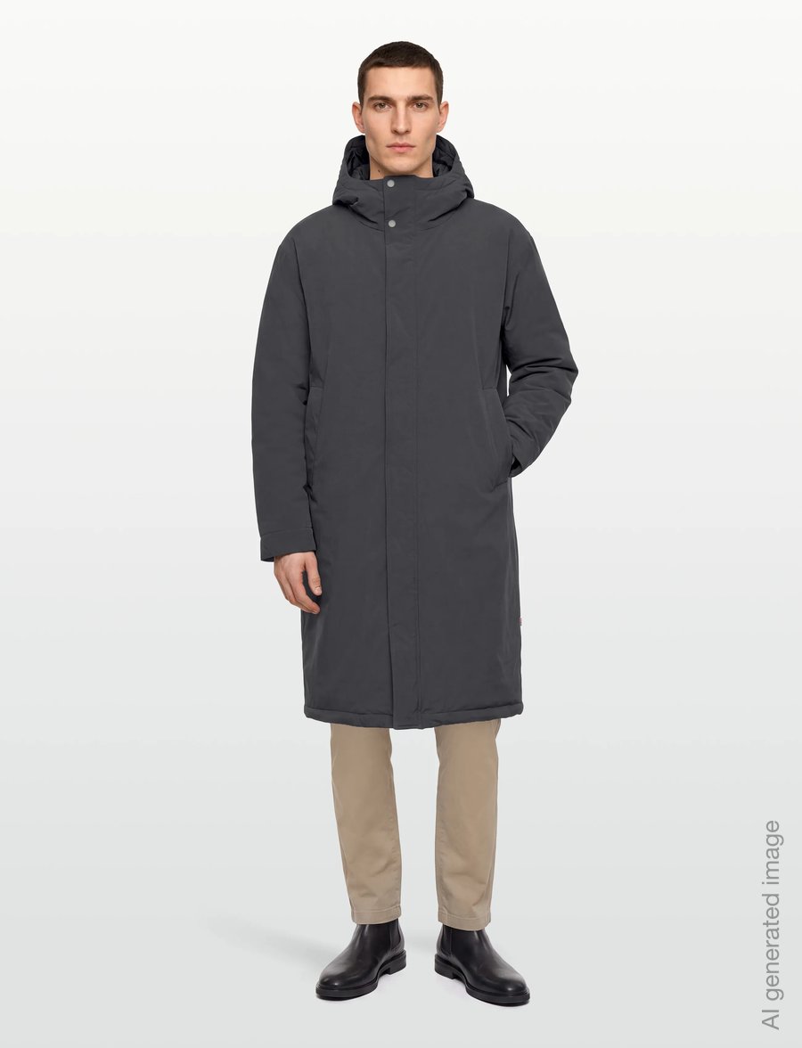 Revolution - Long Puffer Jacket - parkas - darkgrey - 0