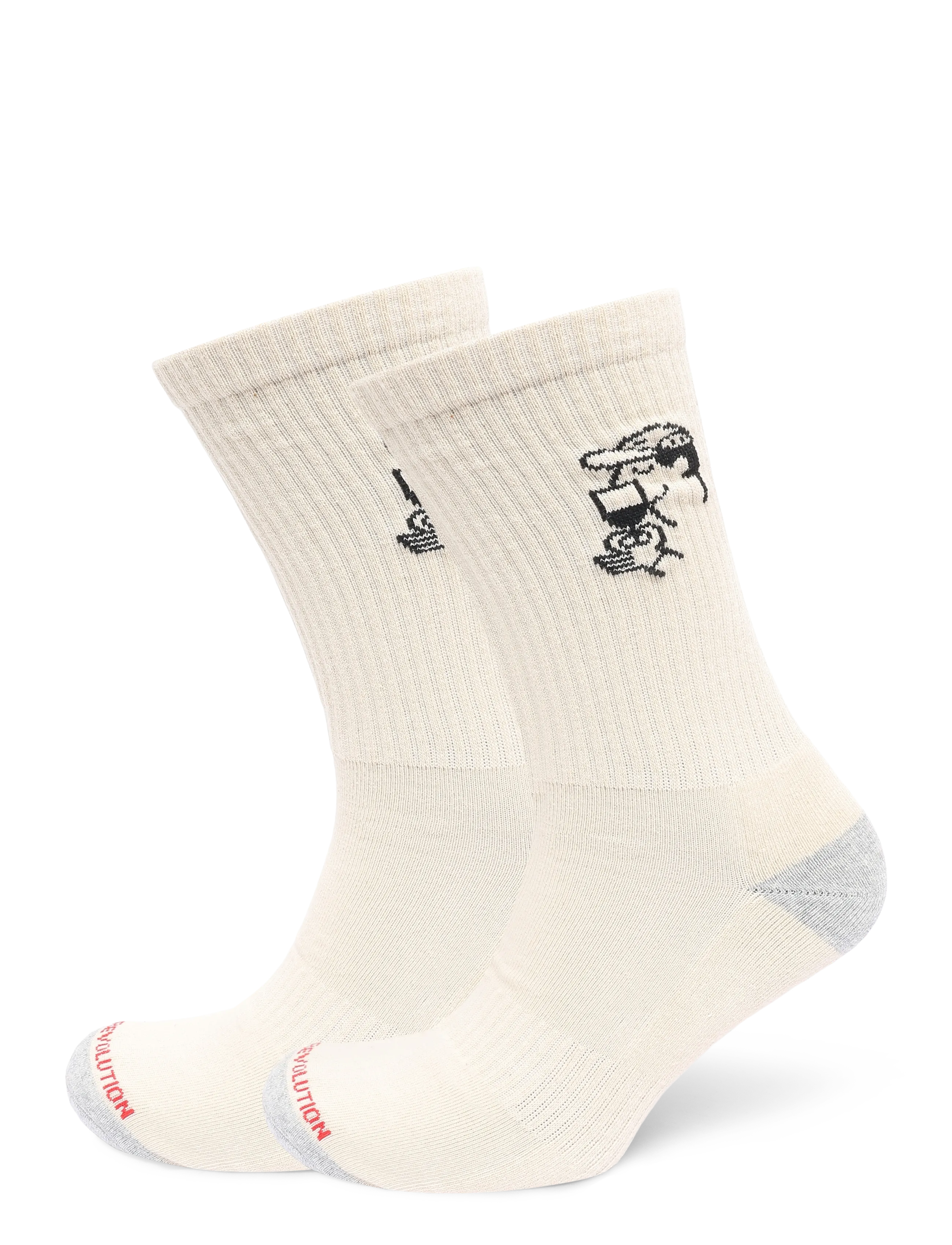Revolution Jaquard Crew Sock - Aluspesu - OFFWHITE / cream