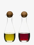 Nature Oil/vinegar bottles oak stoppers, 2-pack - CLEAR