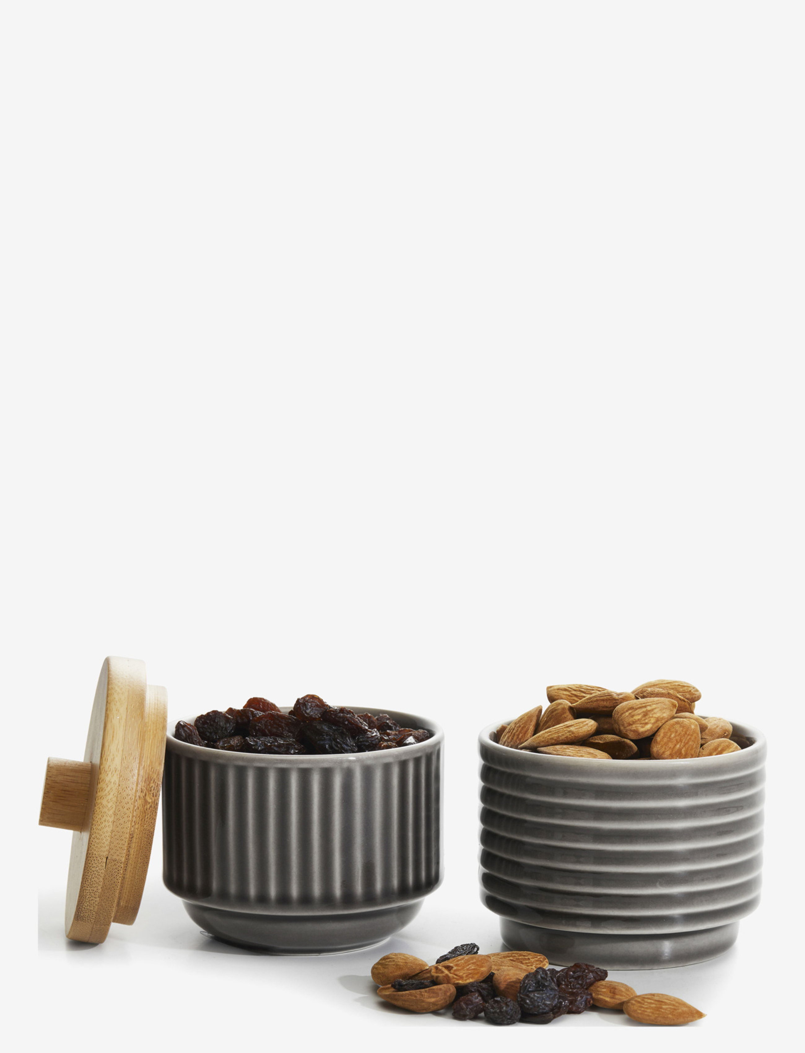 Sagaform Coffee & More, Serving Bowls With Bambo Lid 2-Pack, Køkkenkrukke, Grå, Str: ONE SIZE