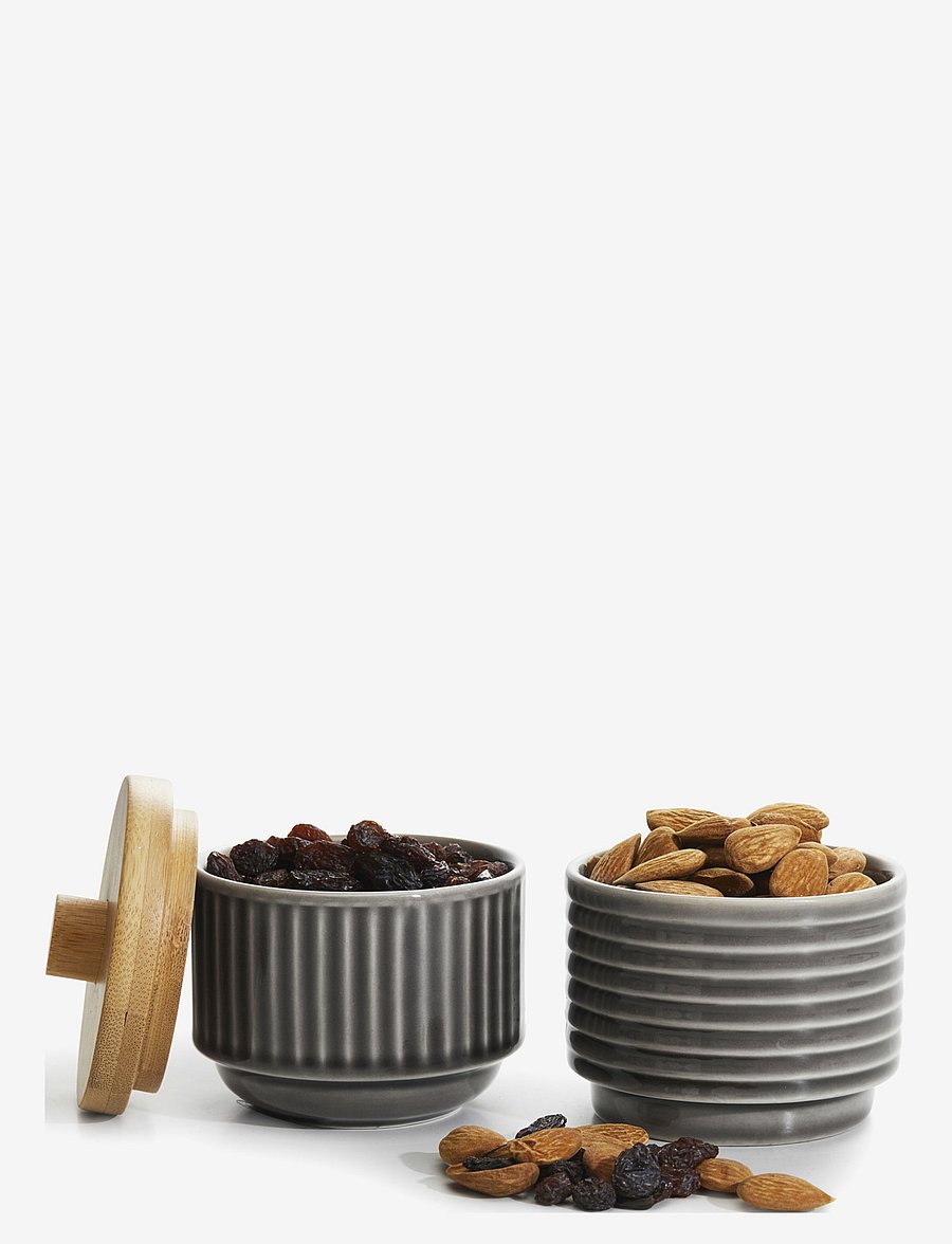 Sagaform - COFFEE & MORE, serving bowls with bambo lid 2-pack - servierschalen - grey - 1