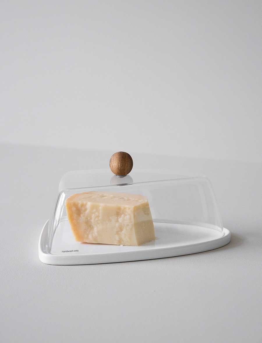 Sagaform - Nature Cheese with oak handle - käsedosen - clear - 0