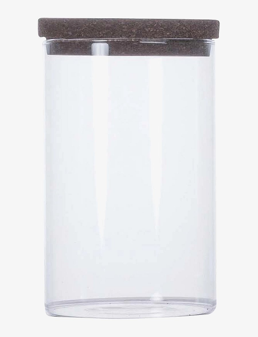 Sagaform - Nature förvaringsbox med korklock - klar/mÖrkbrun - 0