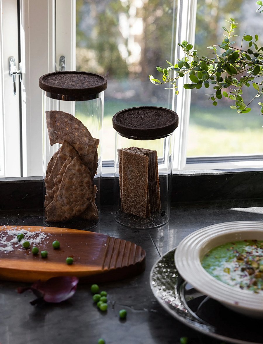 Sagaform - Nature förvaringsbox med korklock - klar/mÖrkbrun - 1