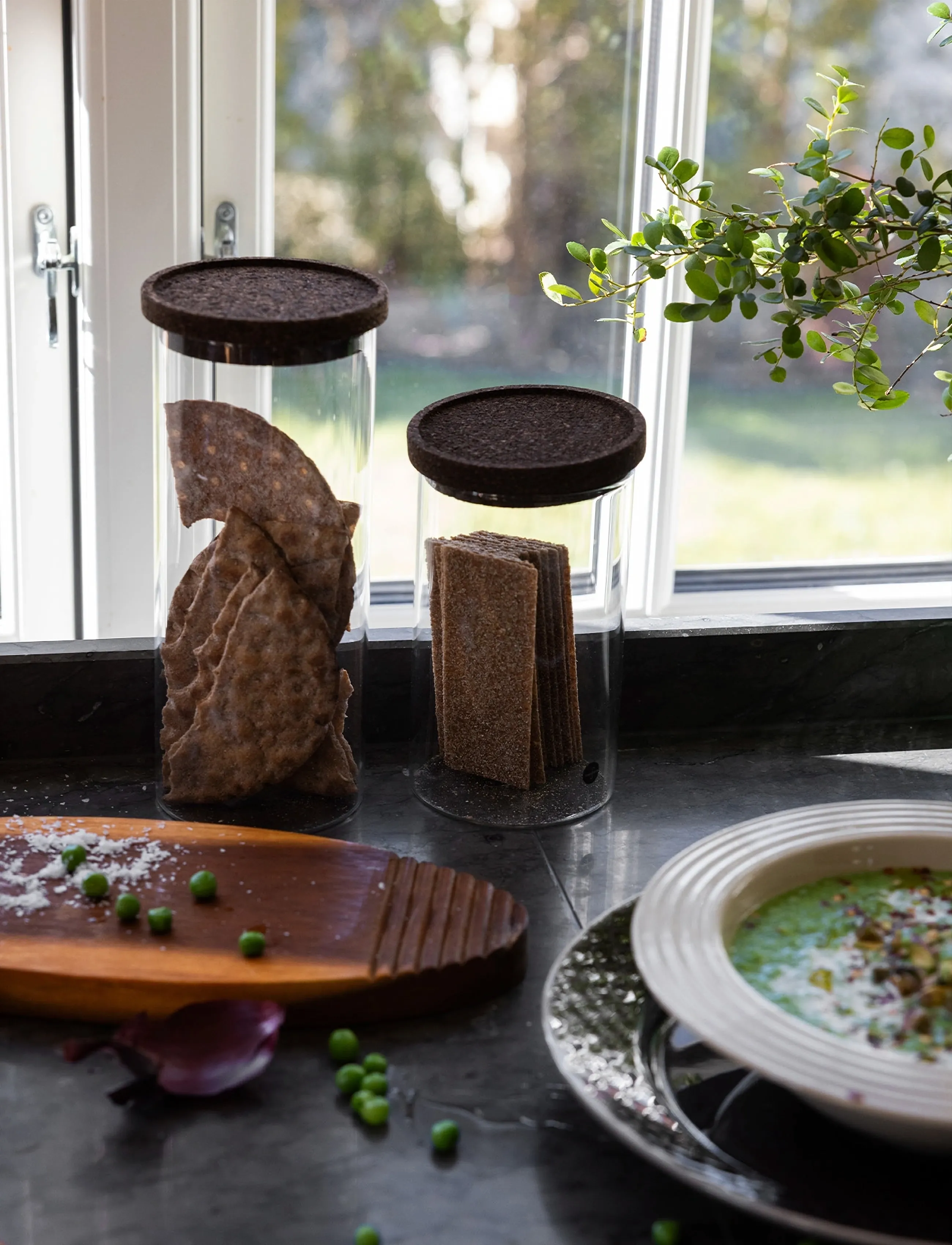 Sagaform - Nature förvaringsbox med korklock - klar/mÖrkbrun - 1