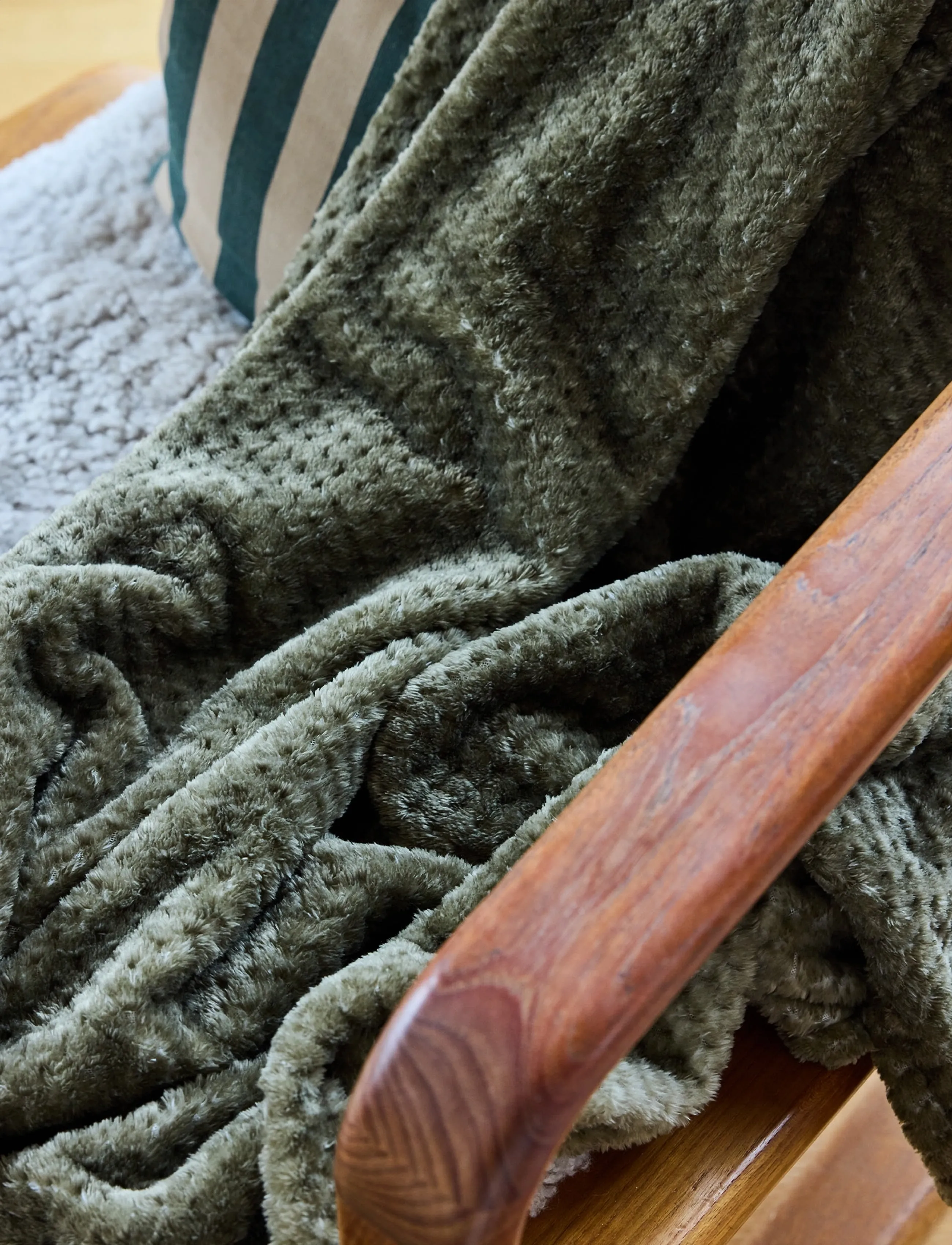 Sagaform Anni Fleece-Tæppe, 130X170 cm, Cushions & Blankets, Khakigrün - Blankets Throws, Homeware