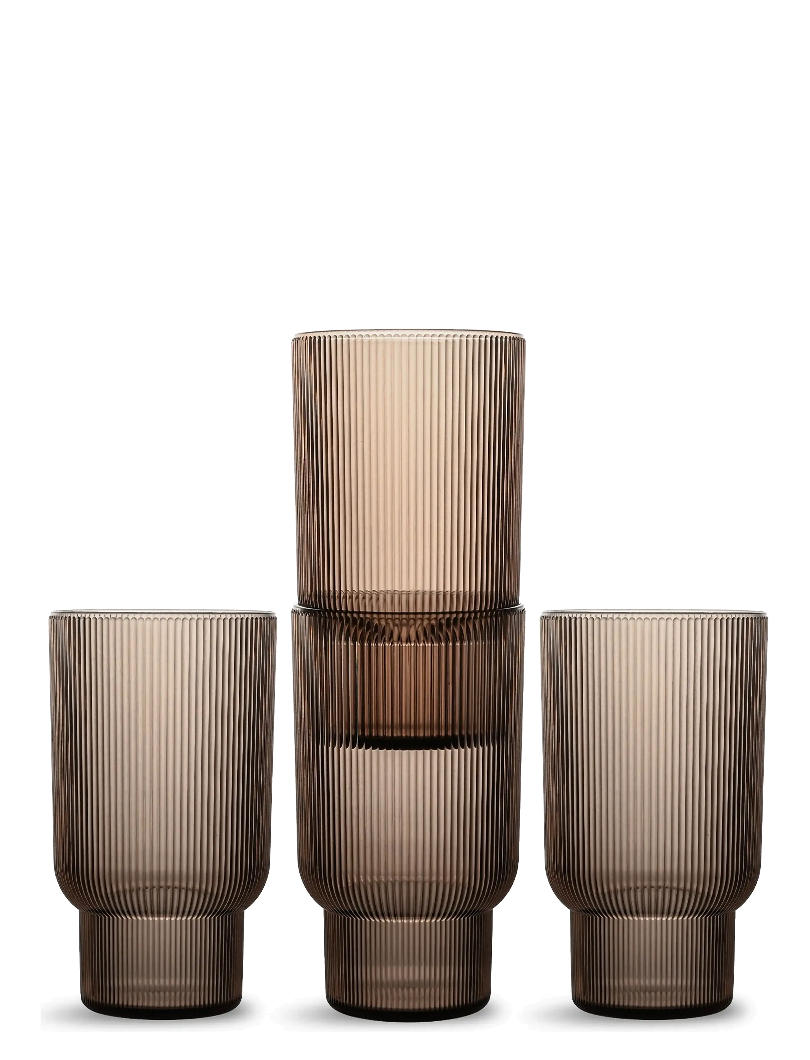 Sagaform Billi drinking glass rPET, 4-pcs - Gläser - BROWN / brown