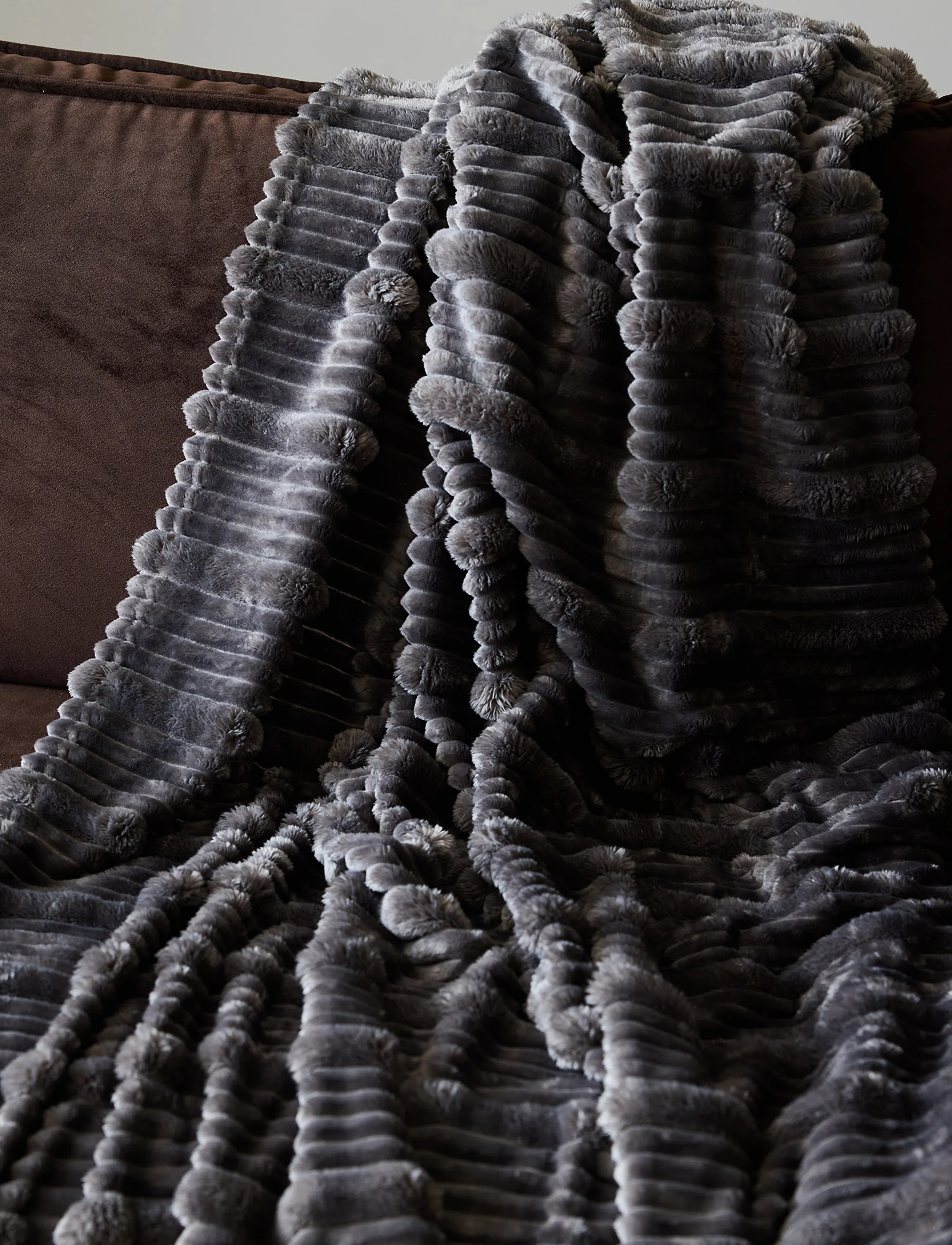 Sagaform - Estella fleece plaid - blankets & throws - grey - 0