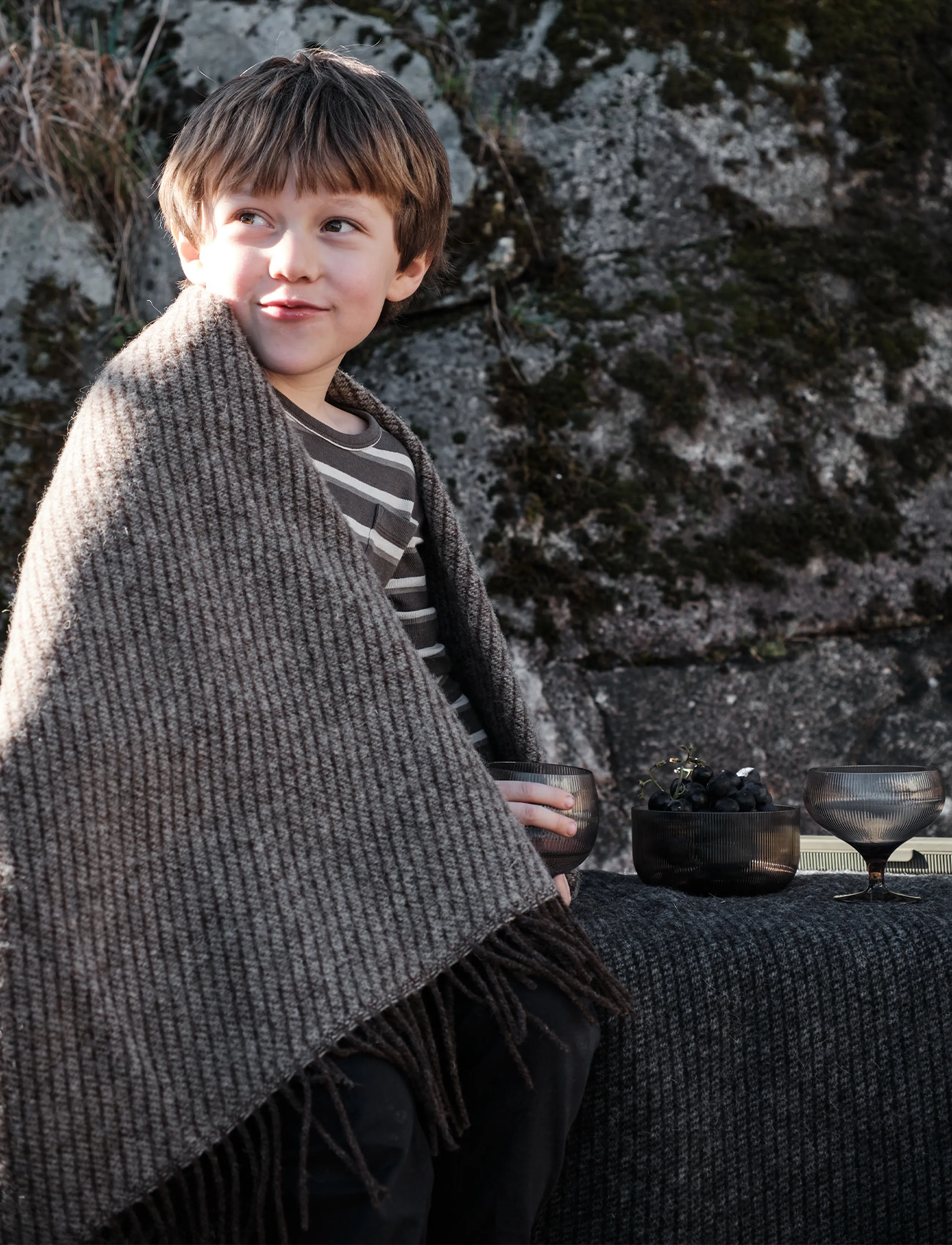 Sagaform - Ulli stripe throw - blankets & throws - brown - 2