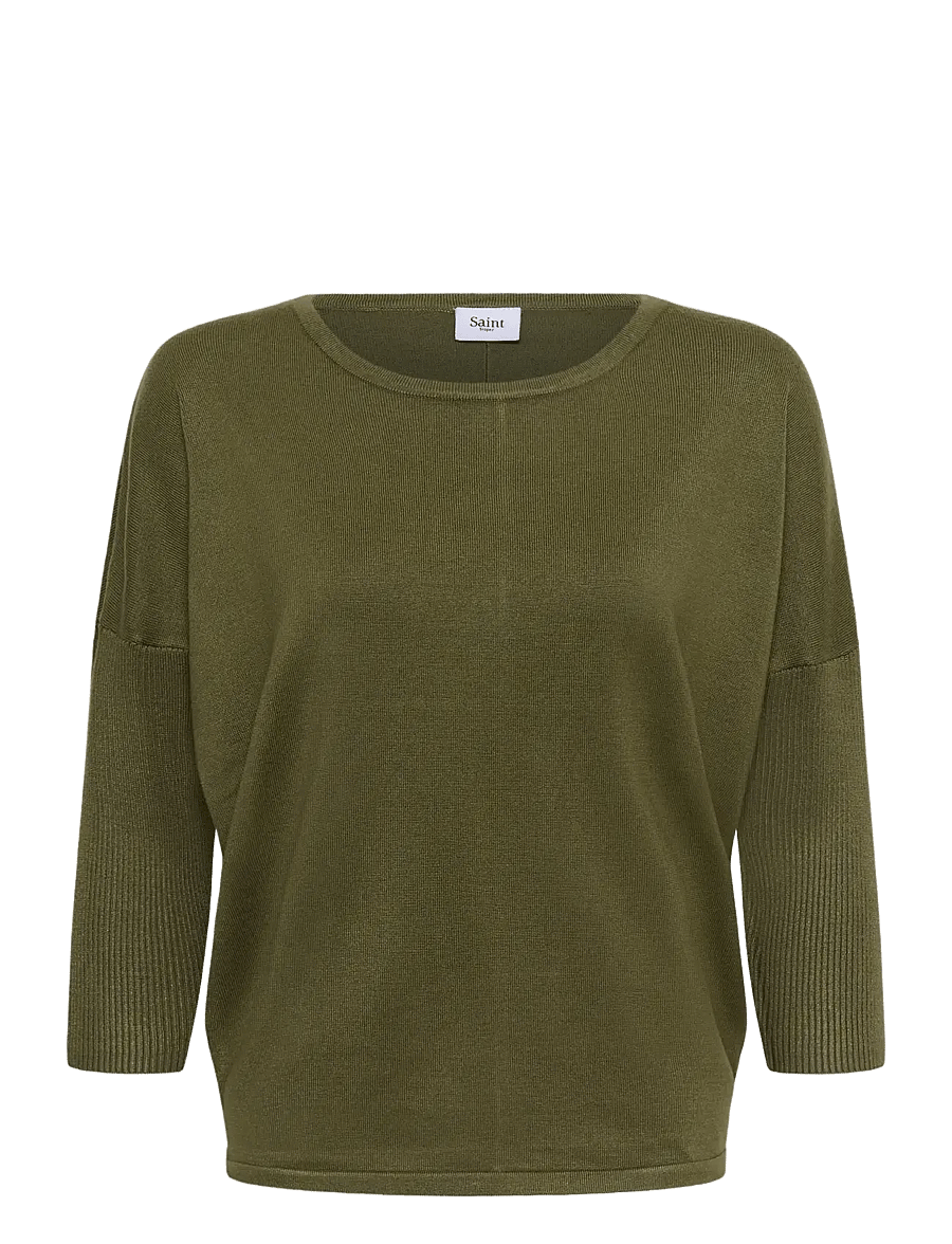 Saint Tropez - A2561, MilaSZ R-Neck Pullover - striktrøjer - four leaf clover melange - 1