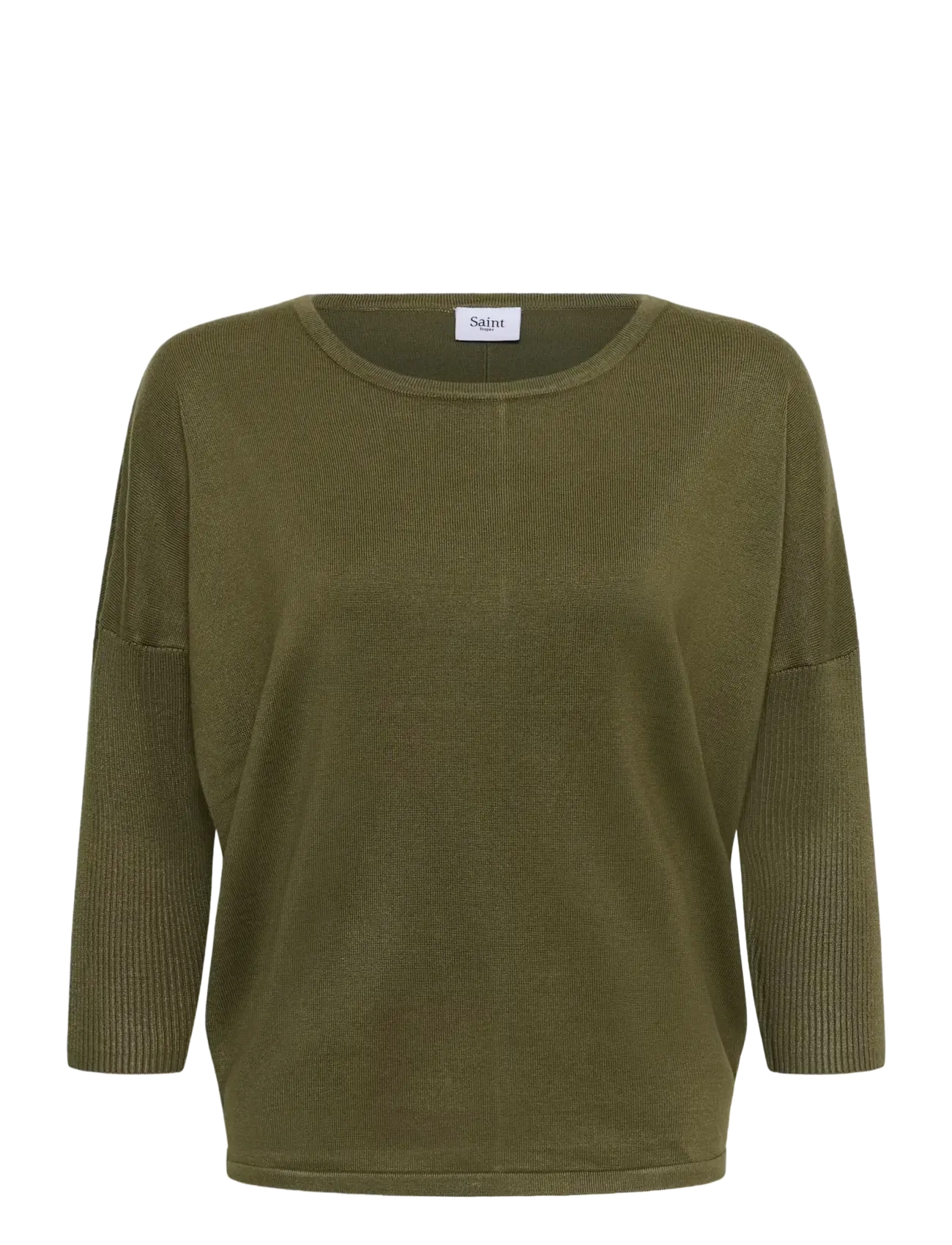 Saint Tropez A2561, MilaSZ R-Neck Pullover - Tøj - FOUR LEAF CLOVER MELANGE / green