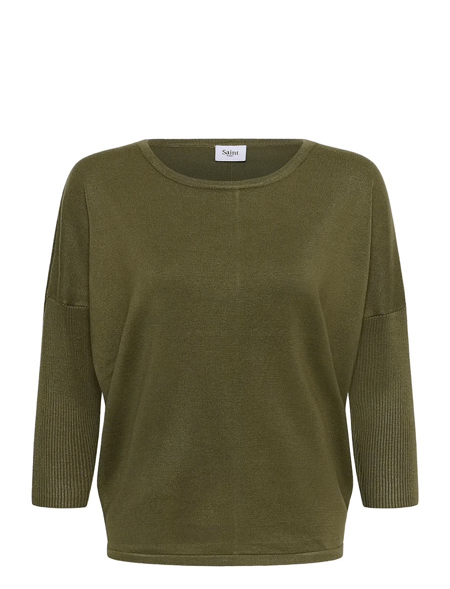 Saint Tropez - A2561, MilaSZ R-Neck Pullover - striktrøjer - four leaf clover melange - 1