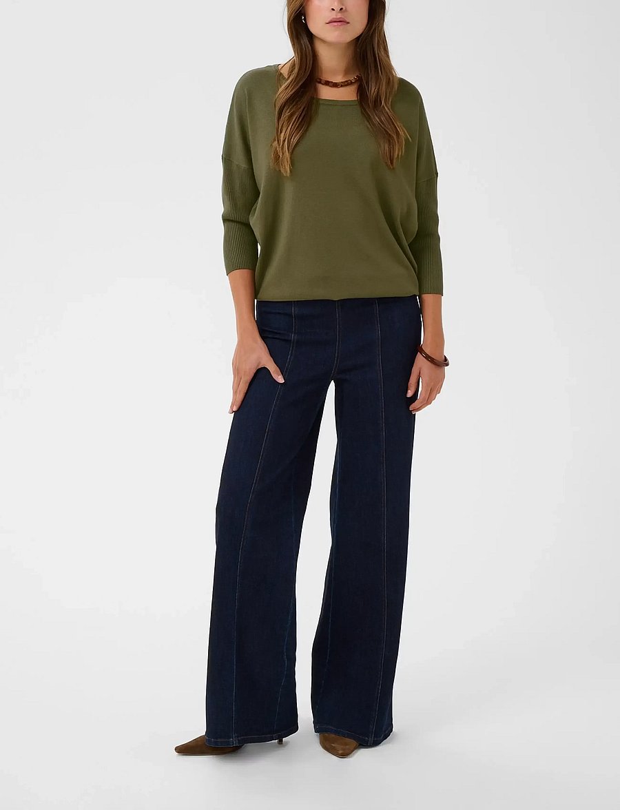 Saint Tropez - A2561, MilaSZ R-Neck Pullover - striktrøjer - four leaf clover melange - 0