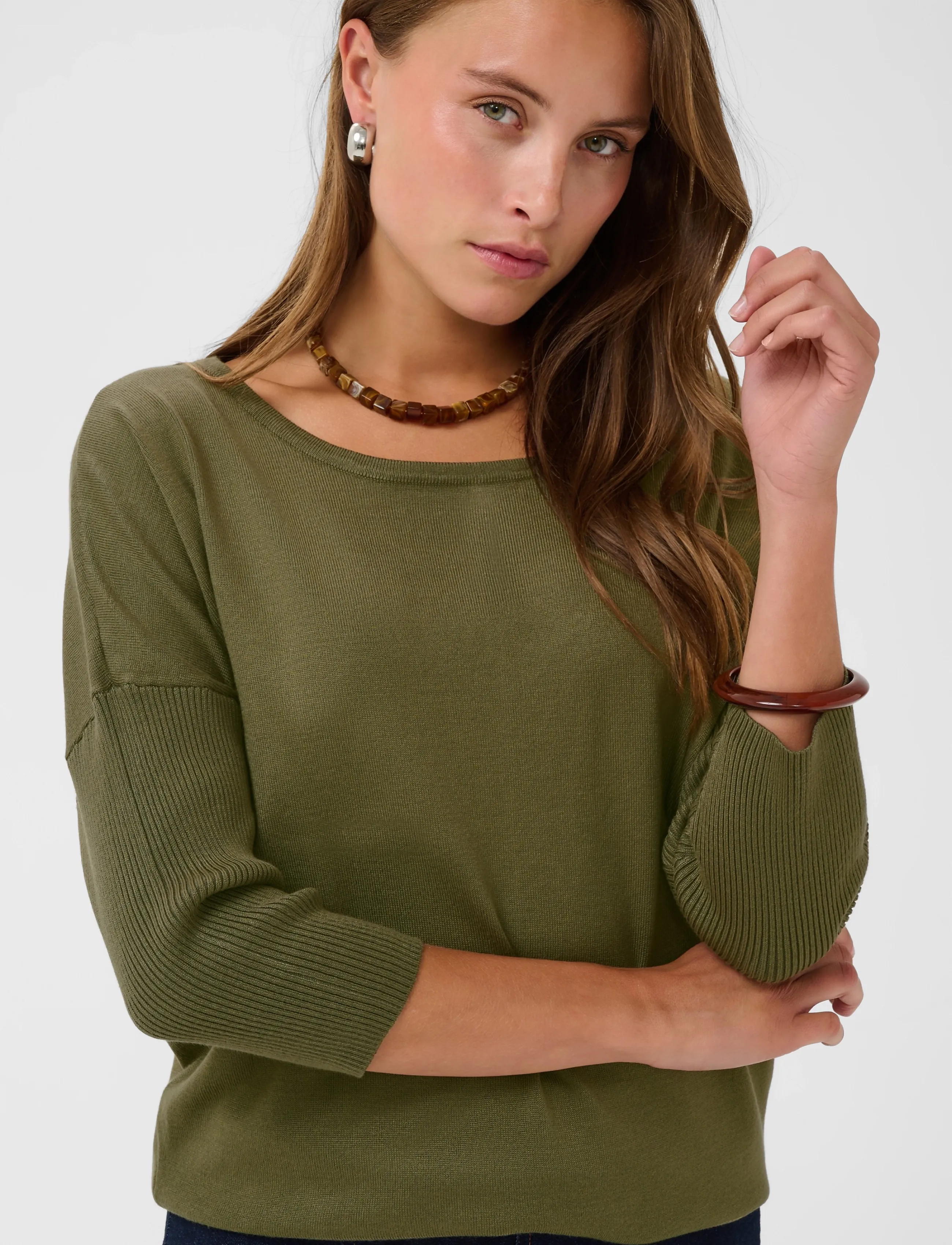 Saint Tropez - A2561, MilaSZ R-Neck Pullover - pullover - four leaf clover melange - 5
