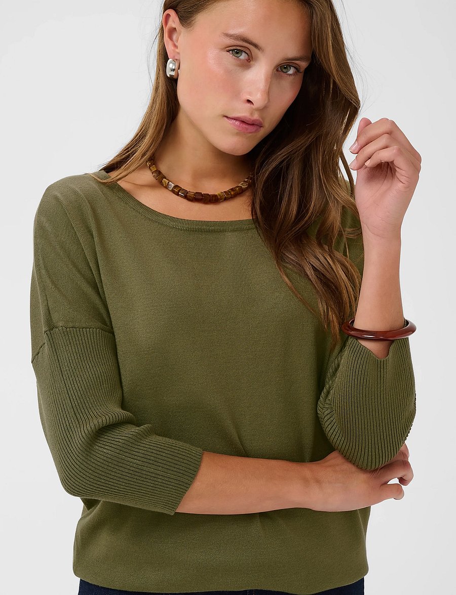 Saint Tropez - A2561, MilaSZ R-Neck Pullover - striktrøjer - four leaf clover melange - 5