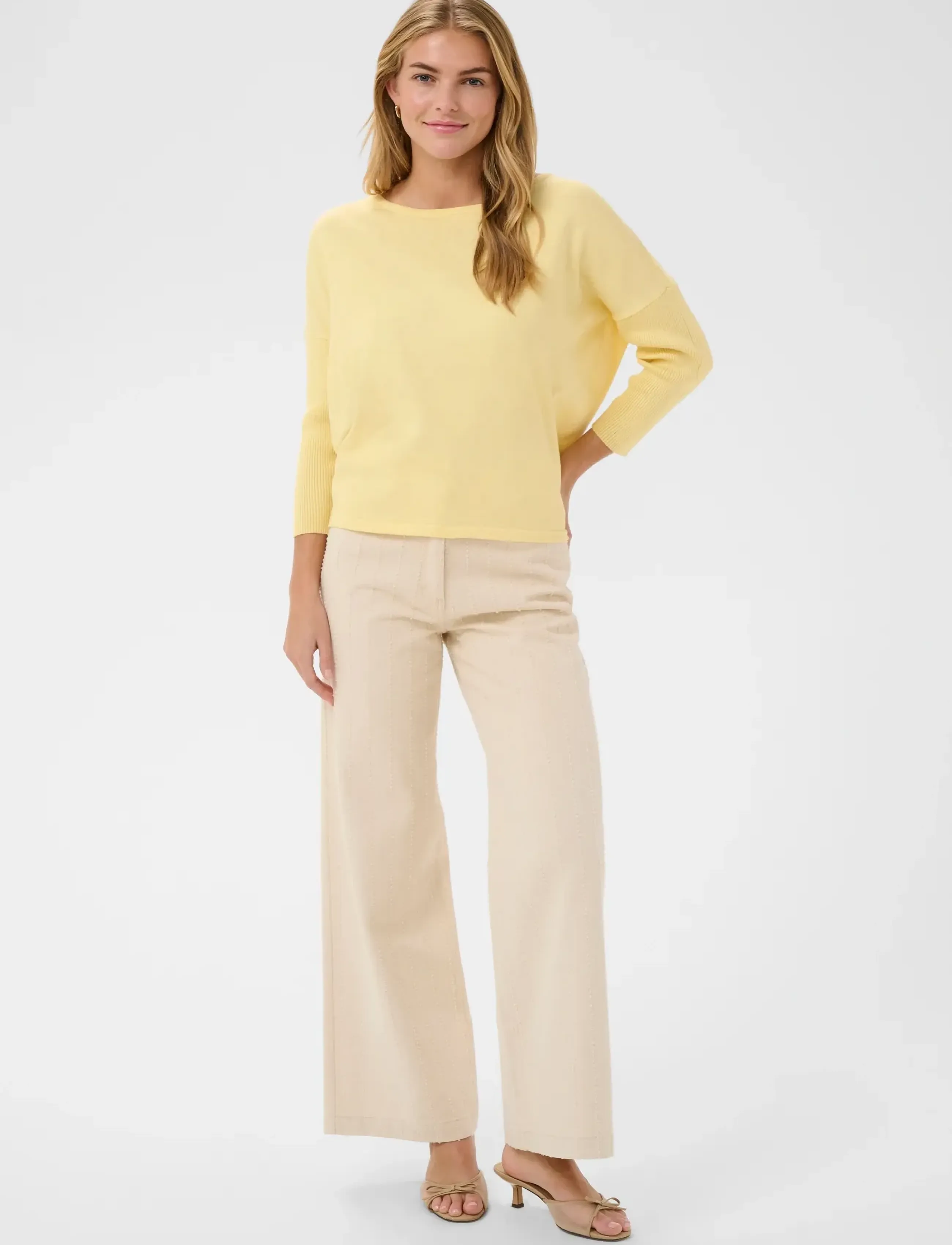 Saint Tropez - A2561, MilaSZ R-Neck Pullover - jumpers - pineapple slice melange - 3
