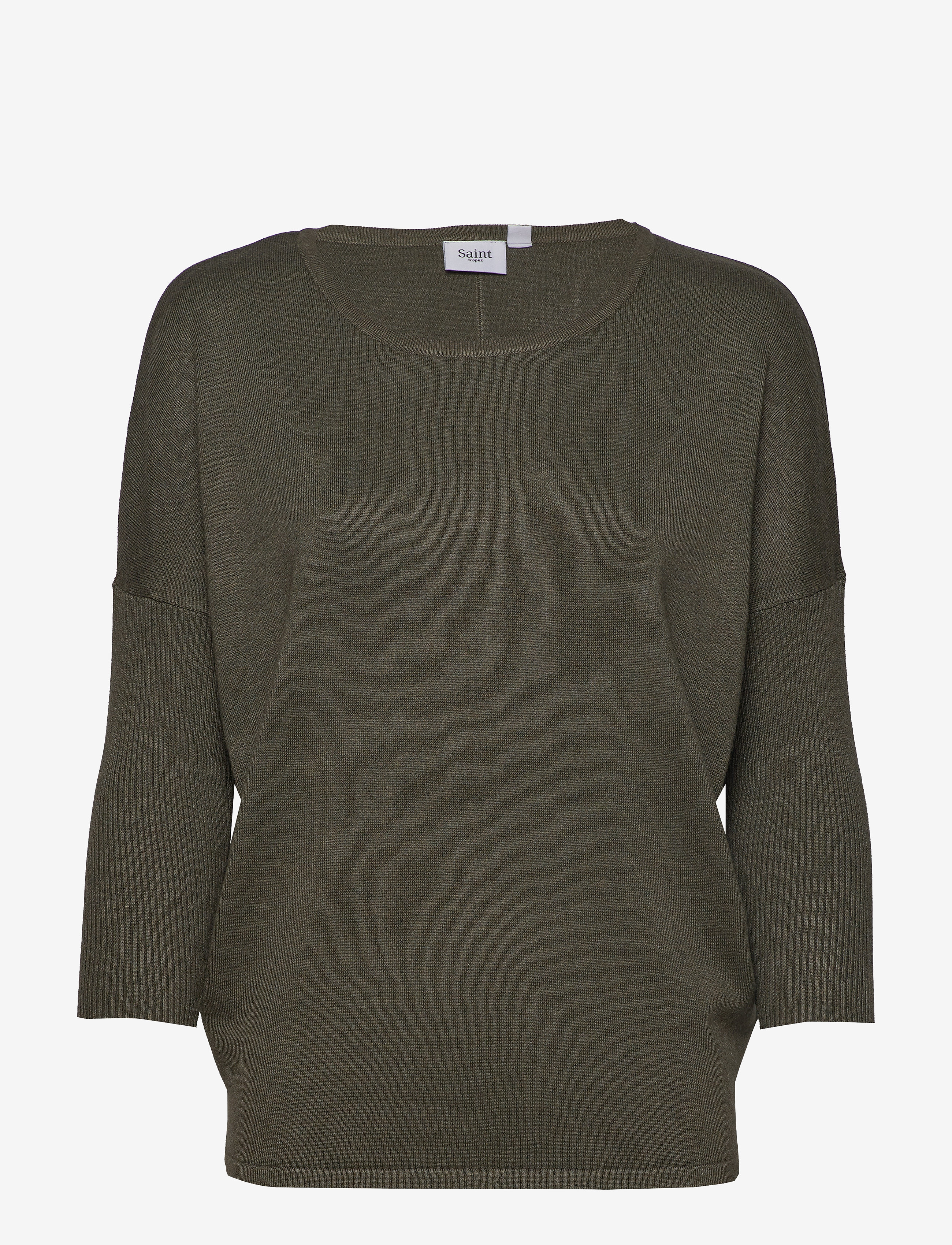 Saint Tropez A2561, MilaSZ R-Neck Pullover - Riided - ARMY GREEN MELANGE / khaki/green