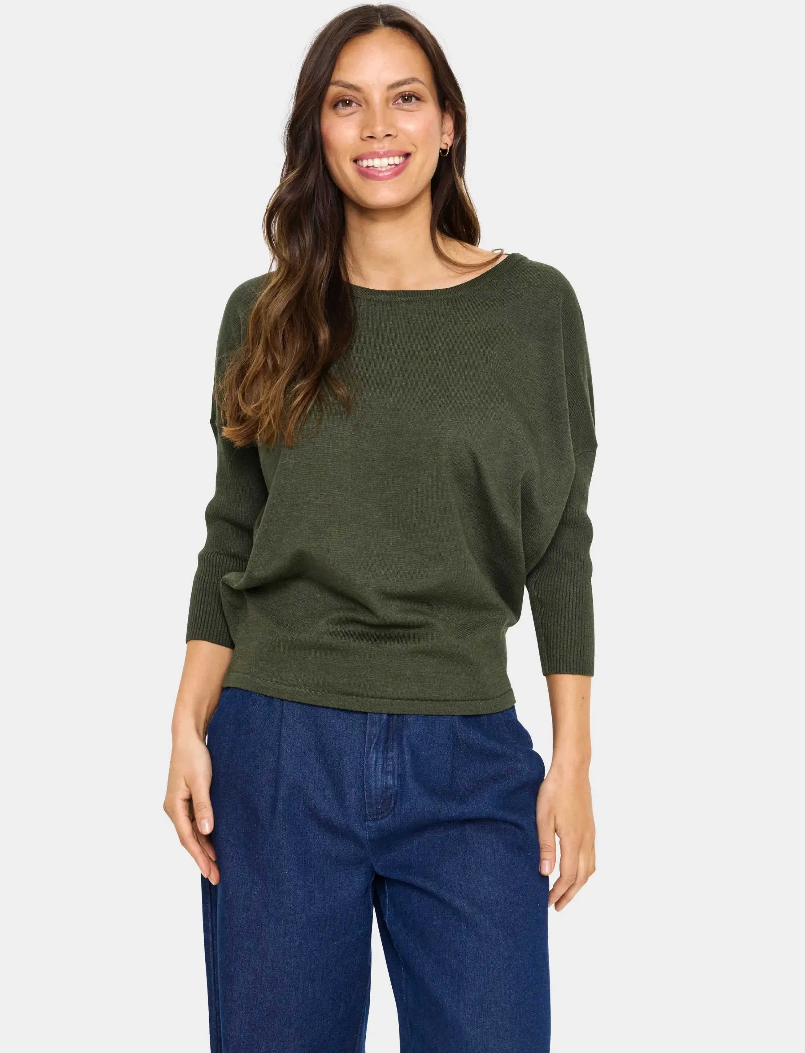Saint Tropez - A2561, MilaSZ R-Neck Pullover - džemperi - army green melange - 3