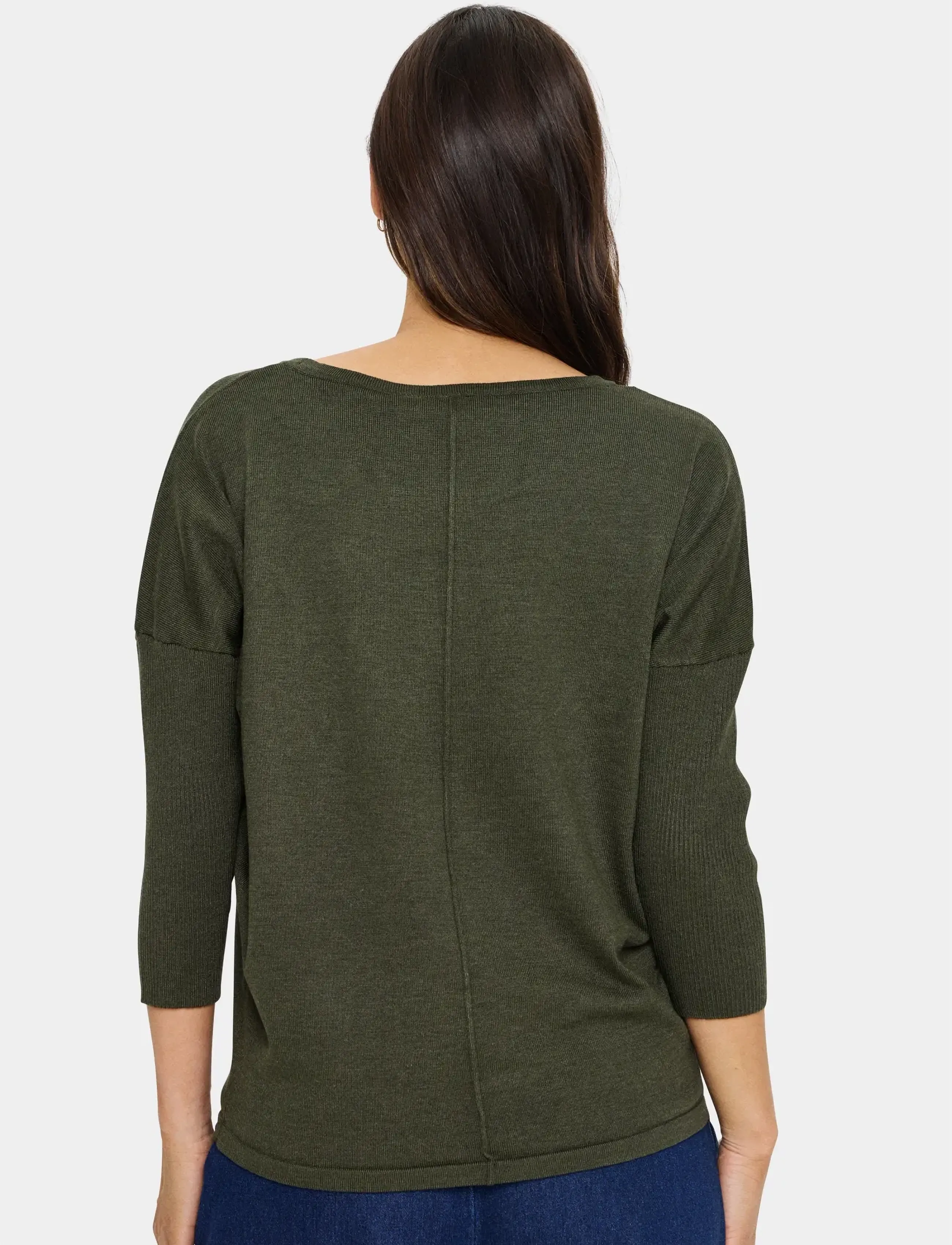 Saint Tropez - A2561, MilaSZ R-Neck Pullover - pullover - army green melange - 4